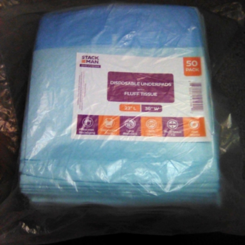 NIP StackMan Disposable Underpads (with fluff tissue) 50 pack 23" L & 36" W